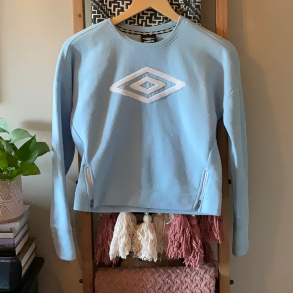 Cute blue sweater!